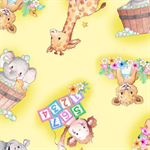 Quilting Treasures - Little Ones - Baby Animals Toss, Yellow