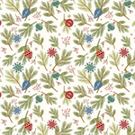 Blank Quilting - Holly Jolly Calico - Pine Bough Ornaments, Ecru