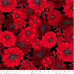 Henry Glass - Scarlet's Treasure - Large Floral, Black Red