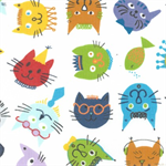 E E Schenck Co - 58^ Laminated Cotton (Food Safe) - 1 Yard Cut, Cool Cats
