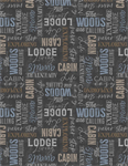 Wilmington Prints - Timberland Trails - Words, Dark Gray