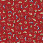Henry Glass - Western View - Western Motifs, Red