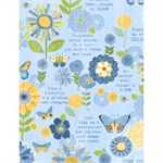 Wilmington Prints - Sing Your Song - Flowers & Sentiments, Blue