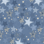 Lumin Fabrics - Stripes and Stars - Large Stars, Blue Tonal