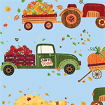 Benartex - Hayrides & Happiness - Trucks & Tractors, Sky/Blue