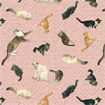 Blank Quilting - Sophisti-cats - Cats Playing With Yarn, Pink