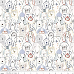 Riley Blake - Designer Flannel - Inky Dog Club, White