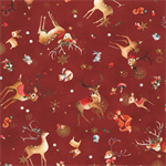 Robert Kaufman - Festive Fauna - Tossed Critters, Cranberry