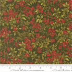 Moda - Merry Manor Metallic - Hollyberry, Evergreen