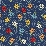 Quilting Treasures - Audrey - Retro Floral & Circles, Navy