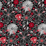 Blank Quilting - Scarlet Story - Paisley Florals, Black