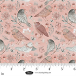 Blank Quilting - Petals & Pewter - Birds, Dusty Rose