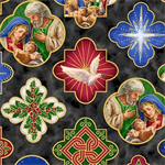 Quilting Treasures - A Star Above - Nativity Medallions, Charcoal