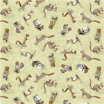 Clothworks - The Secret Life of Squirrels - Tossed Squirrels, Light Olive