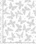 Timeless Treasures - Whiteout - Floral Butterflies, White on White