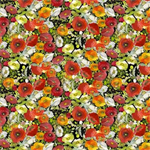 Clothworks - Poppy Dreams - Poppy Trellis, Black