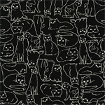 Robert Kaufman - Cotton Flax Print - Cat Outline, Black