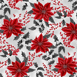 Hoffman California - Holiday Decadence - Red Poinsettia, Silver/Light Gray