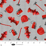 Blank Quilting - Fire Alarm - Fire Fighter Equipment, Gray
