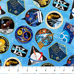 Northcott - Space Odyssey - NASA Symbols, Light Blue