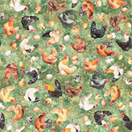Quilting Treasures - Lil Farmers - Chicken Toss, Green