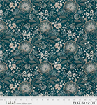 P & B Textiles - 108^ Elizabeth - Large Floral, Dark Teal