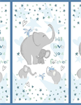 Wilmington Prints - Safari Lullaby - 24^ Elephant Panel, Blue