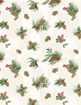Wilmington Prints - Cardinal Charm - Pine Cone Toss, Cream