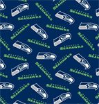 Fabric Traditions - NFL - 44^ Seattle Sea Hawks - Hawks & Words, Navy/Green