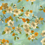 Quilting Treasures - Light of The World - Dogwood Floral, Aqua