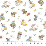 Northcott - Country Mouse - Tossed Mice, White
