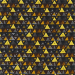 Robert Kaufman - Gustav Klimt - Metallic Gold Triangles, Black