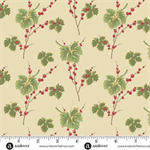 Andover Fabrics - Jingle Bell - Leaves & Berries, Buttercream