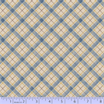 Marcus Fabric - Paisley Palette - Blue Diagonal Plaid, Cream
