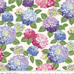 Riley Blake - Hydrangeas in the Garden - Main Print, Pearl/Multi