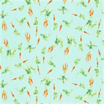 Clothworks - Spring Has Sprung - Carrots, Light Aqua