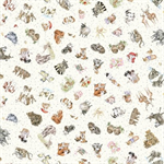 Maywood Studio - Together is Better - 58/60^ Minky Tossed Animals, Ecru