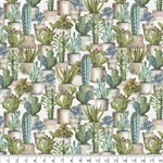 David Textiles - Cactus Garden - Potted Cactus, Cream