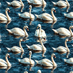 Quilting Treasures - Swan Song - Swans, Navy
