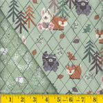 Mook - Quilted Fabric - Forest Buddies/Hearts, Green/Sage