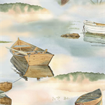 Quilting Treasures - Tranquility - Boats on Water, Blue