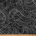 Hoffman California - Christmas Wish - Swirling Metallic Lines, Onyx/Silver