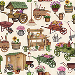 Quilting Treasures - A Gardening We Grow - Garden Carts & Sheds, Cream