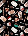 Wilmington Prints - Cocoa Sweet - Tossed Sweets, Black