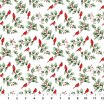 Northcott - Holly Jolly - Cardinals & Holly, White