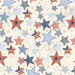Lumin Fabrics - Stripes and Stars - Large Stars, Cream