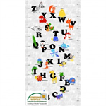 Blank Quilting - Zoo Around - 24^ Alphabet Panel, White