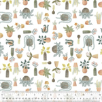 Windham Fabrics - Petal and Purr - Potted Plants, White
