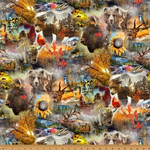 Hoffman California - Nature Woven - Animal Collage, Earth