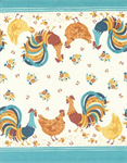 Moda - Classic Retro Toweling - 16^ Hemmed Edge - Cluck Cluck, Multi